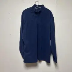 ネイビー フリース ハーフジップ トップス