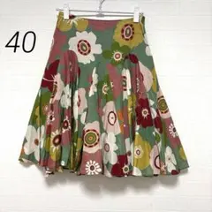 ホコモモラ デ シビラ 花柄 フレアスカート Aライン 日本製 サイズ40のサムネイル