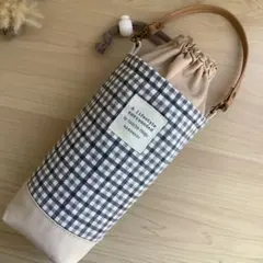 保温　保冷　ペットボトルカバー　ホルダー　水筒ケース　チェック×ベージュ