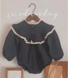 フリルロンパース　長袖　80