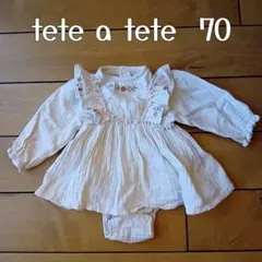 tete a tete ワンピース 70　ガーゼ　刺繍　花柄　フラワーモチーフ