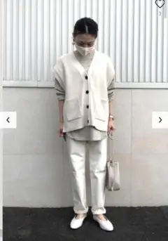 ハイウエストストレートジーンズ ホワイトデニム ワイドパンツ