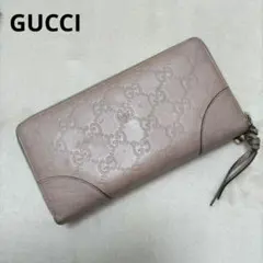 GUCCI グッチGGシマラウンドファスナー 長財布レザー