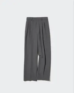 ユニクロ ツータックワイドパンツ グレー