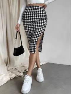タイトスカート 千鳥格子柄