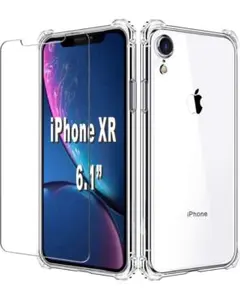 iPhone XR クリアケース　保護フィルム付き　強化ガラス　シンプル