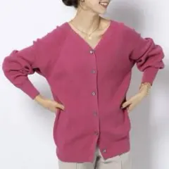 バンヤードストーム　シルク混コットン2wayニット　ピンク