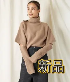 新品♡ 2wayタートルネックハーフスリーブニット ベージュ