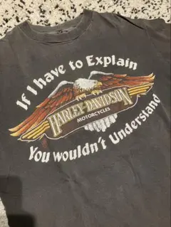 USA製 ハーレーダビッドソン Tシャツ XL 墨黒 BEEFY 星条旗 03年