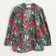 t2208【プレステージ】ボタニカル柄ノーカラージャケット 花柄 Ｆ 派手 夏用のサムネイル