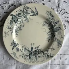 フランス　アンティーク　リュネヴィル　ラヴィエ　鳥 アンティーク ラヴィエ 小鳥柄 オーバル皿 フランスアンティーク