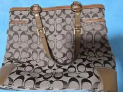 Coach ブラウン ロゴ柄 トートバッグ
