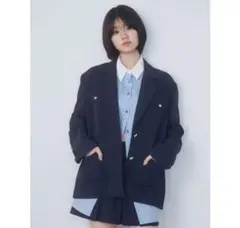 eimy istoire シャツドッキングレイヤードニット ネイビー EIMY ISTOIRE（エイミーイストワール）の「シャツドッキングレイヤード