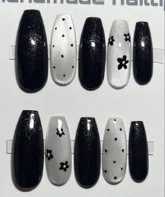 ネイルチップ　つけ爪　花　マグネット　韓国　ワンホン　水玉　ドット