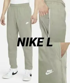 最後 L 春秋 ナイキ ストレッチ ウーブン ゆるめ ジョガーパンツ オリーブ