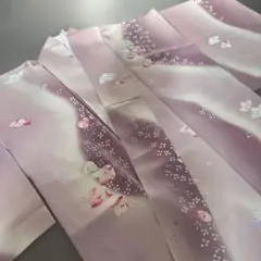 薄紫色桃色、花柄 小紋 着物