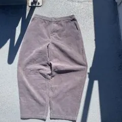 グレー コーデュロイ ストライプ ワイドパンツ