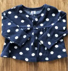 プチバトー　カーディガン　80 ベビー　キッズ　女の子　紺　ネイビー　ドット