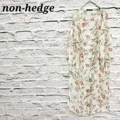 ノンヘッジ シフォン花柄ガウン ロングカーディガン シースルー七分袖 ホワイトのサムネイル