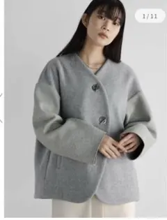 ラディエイト　マンテルウールブレンドショートコート　ライトグレー美品