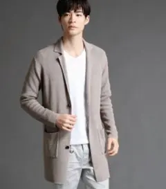 ニコルクラブフォーメン ロングニットコーディガン ベージュ