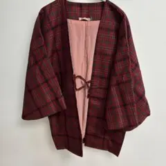 ひまわり　チェック柄　半纏　ちゃんちゃんこ