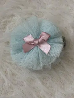 子供用 水色 レース リボンピン