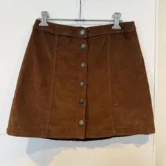 Bershka コーデュロイ ミニスカート ブラウン