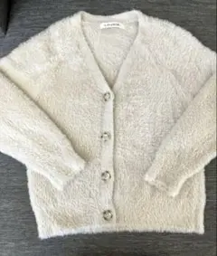 LOUNITE フェザーVネックニットカーディガン