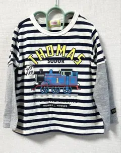 機関車トーマス ロングTシャツ 100cm ネイビーボーダー