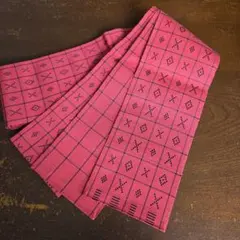 リバーシブル　格子　半幅帯　わ6　花織柄　お祭り　浴衣　イベント　着物