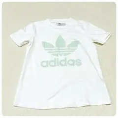 【極美品】アディダス Tシャツ S ホワイト くすみグリーン トレフォイル
