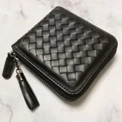 【新品】羊革二つ折り財布　イントレチャート　ラウンドファスナー　ジップアラウンド