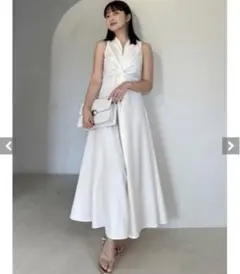 【美品】anuans ツイストギャザーワンピース