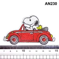 AN230 SNOOPY　スヌーピー　車　アイロン刺繍ワッペン　アップリケ
