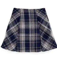 GRL インパン裏地付きツイードチェックミニスカート　ネイビー　Sサイズ