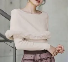 Noela ファートリムカラーニット ファーニット