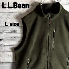L.L.Bean　エルエルビーン　フリースベスト　フルジップ　カーキ　メンズL