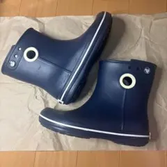 クロックス長靴ネイビーショートブーツ 22.5〜23cm