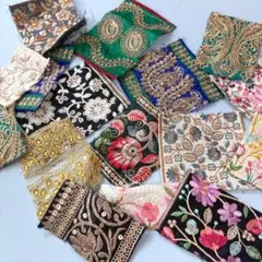 幅広インド刺繍リボン・ハギレセット　M21