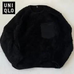 極美品　UNIQLO ファーフリースプルオーバー ブラック
