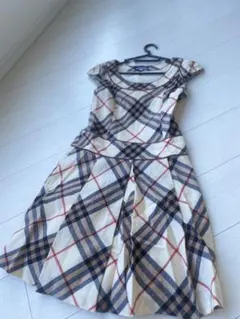 バーバリーブルーレーベル ノバチェック 切替フレアワンピース 38