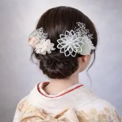 【卒業式 袴 髪飾り】水引フラワー　成人式・前撮りにも｜アジサイ・かすみ草セット