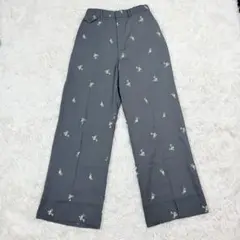 24AW✨SHENERY刺繍スラックス　ストレートパンツ　グレー　花柄
