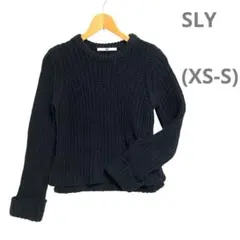 ☘️スライ(XS-S)ミドルゲージニットプルオーバー　長袖　ストレッチ　黒のサムネイル