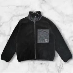 Kappa フリースジャケット 黒 ボア ナイロンポケット ストリート M