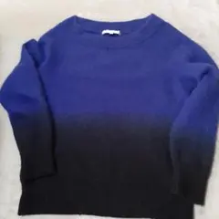 ナチュラルビューティー ブルー グラデーション ニット 長袖 セーター 38