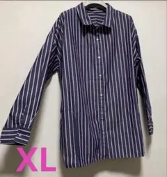 シャツ♡オーバーサイズシャツ　ストライプ　ブルー　XLサイズ