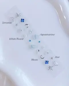 【まとめ割あり】耳ツボジュエリー20粒 アクアマリン 天然石 シルバー ブルー
