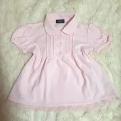 ピンク 半袖ポロシャツ レース付き 110cm